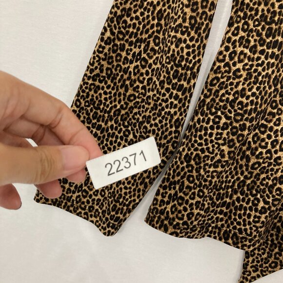 Michael Michael Kors Large Brown Leopard Print Long Sleeve Surplice Top Office - Picture 8 of 8
